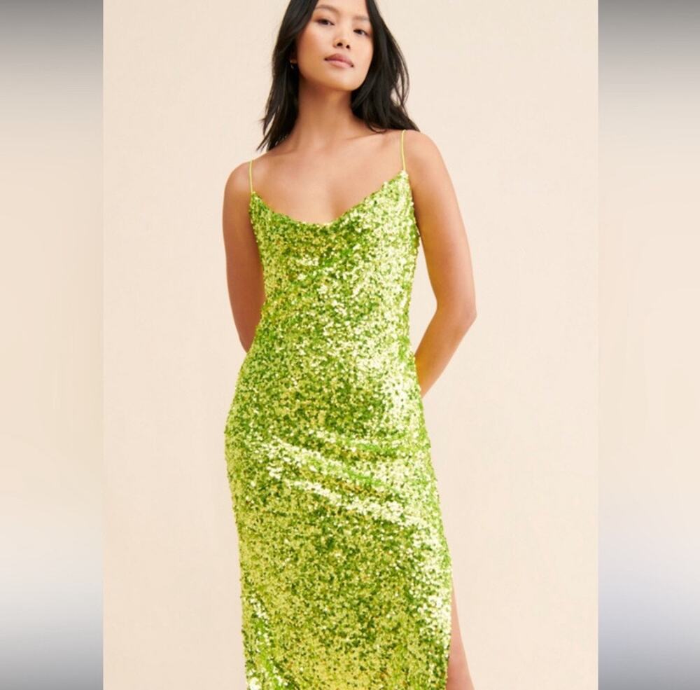 Sachin & Babi Sequin Sanza Dress in Chartreuse
